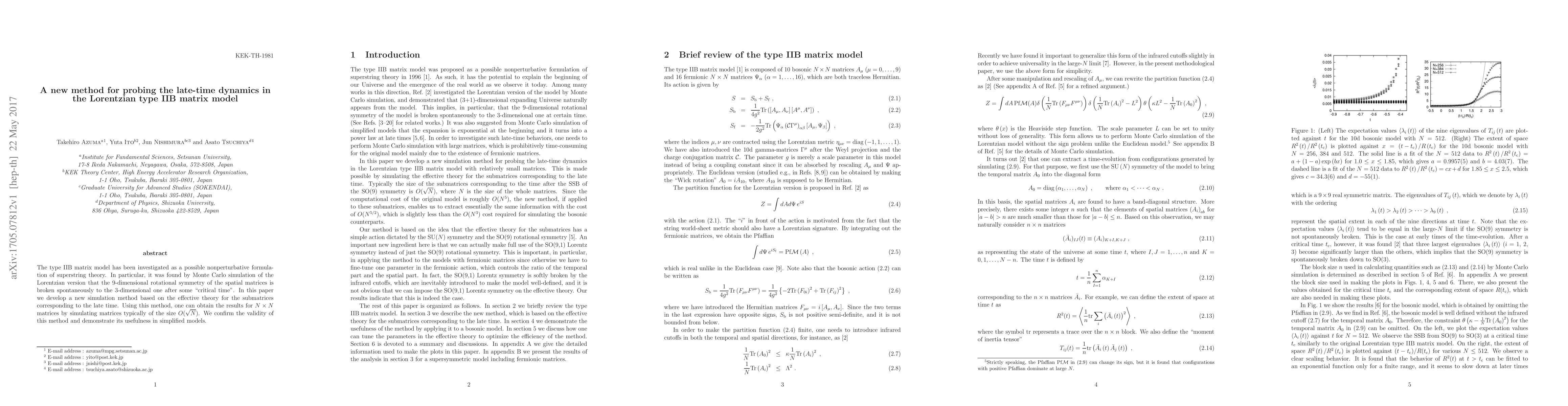 Thumbnail for A new method for probing the late-time dynamics in the Lorentzian type
  IIB matrix model