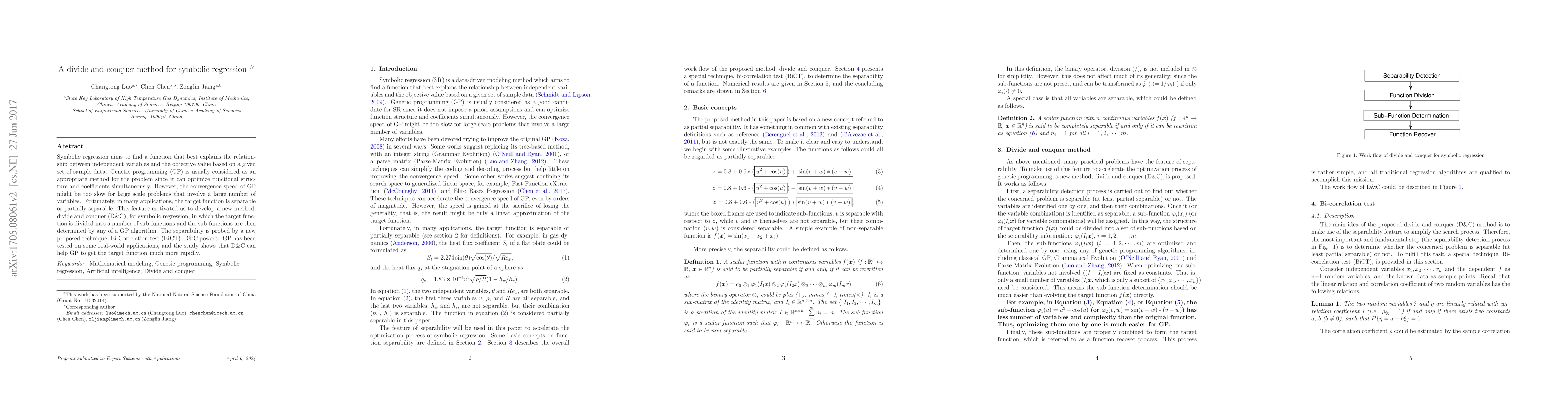 Thumbnail for A divide and conquer method for symbolic regression
