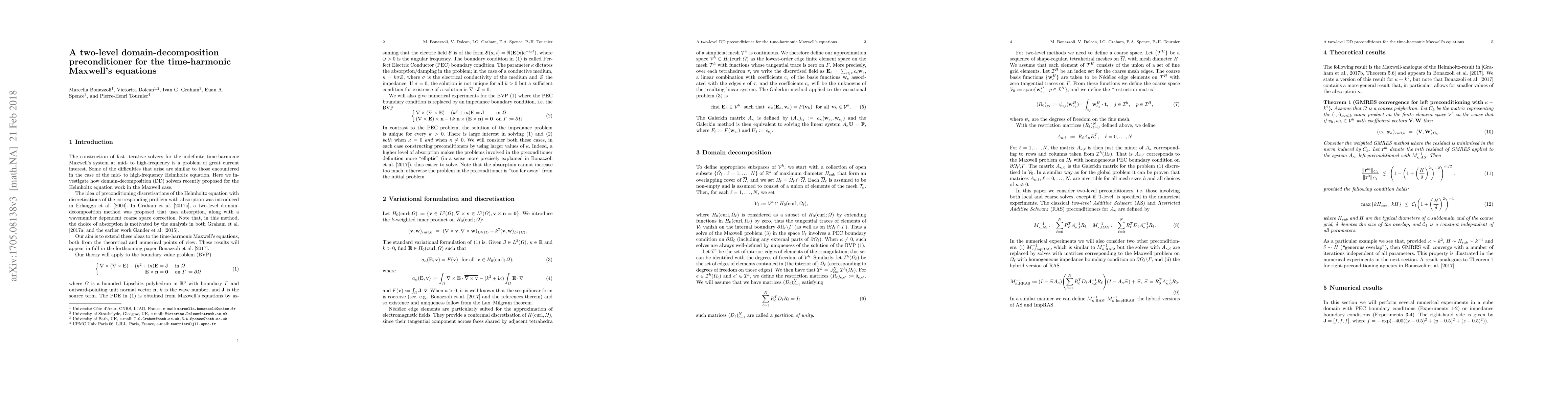 Thumbnail for A two-level domain-decomposition preconditioner for the time-harmonic
  Maxwell's equations