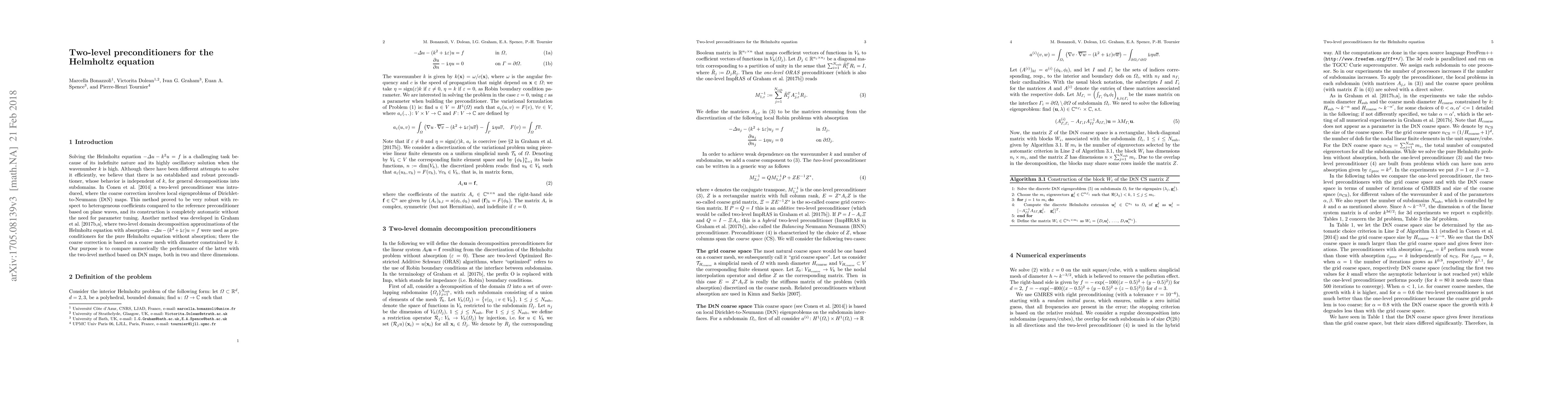 Thumbnail for Two-level preconditioners for the Helmholtz equation