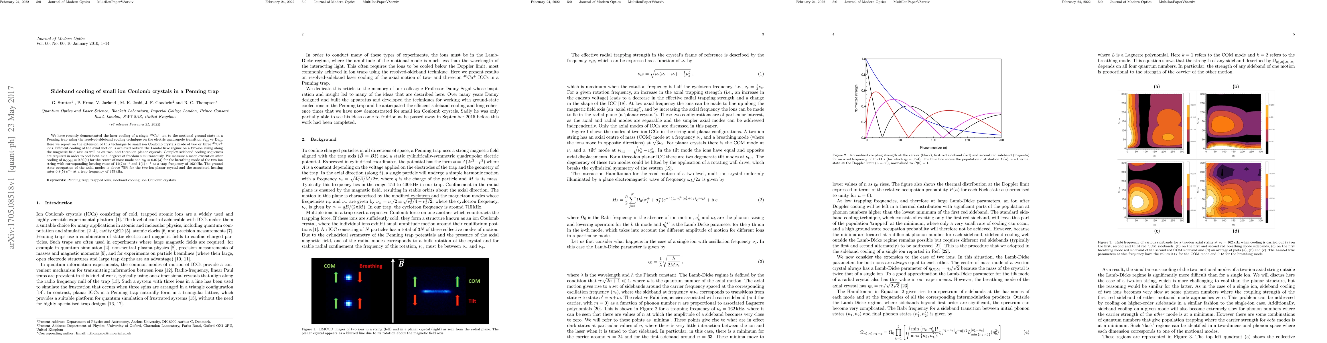 Thumbnail for Sideband cooling of small ion Coulomb crystals in a Penning trap