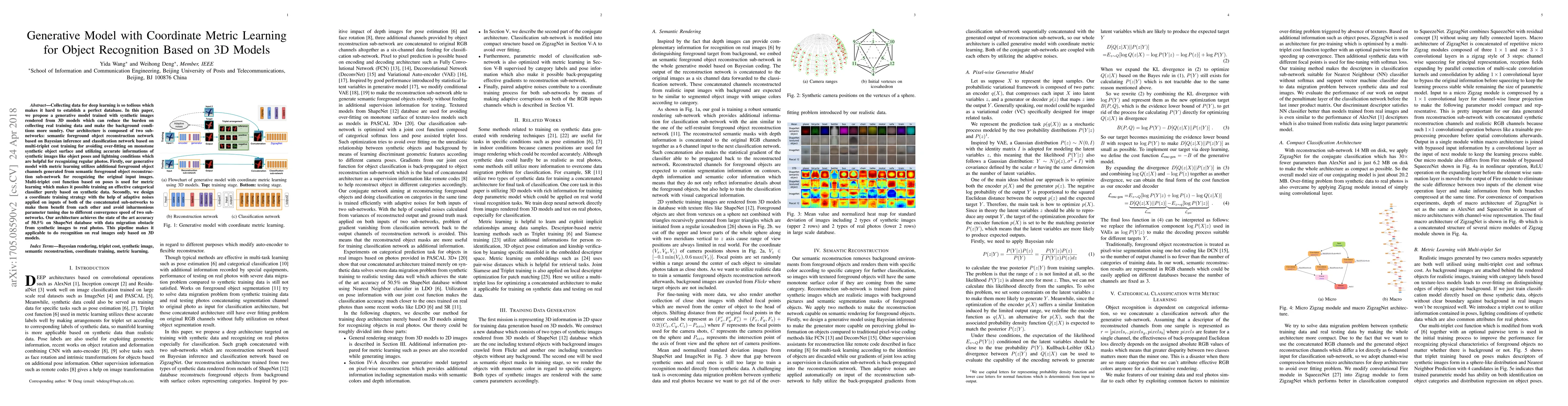 Thumbnail for Generative Model with Coordinate Metric Learning for Object Recognition
  Based on 3D Models