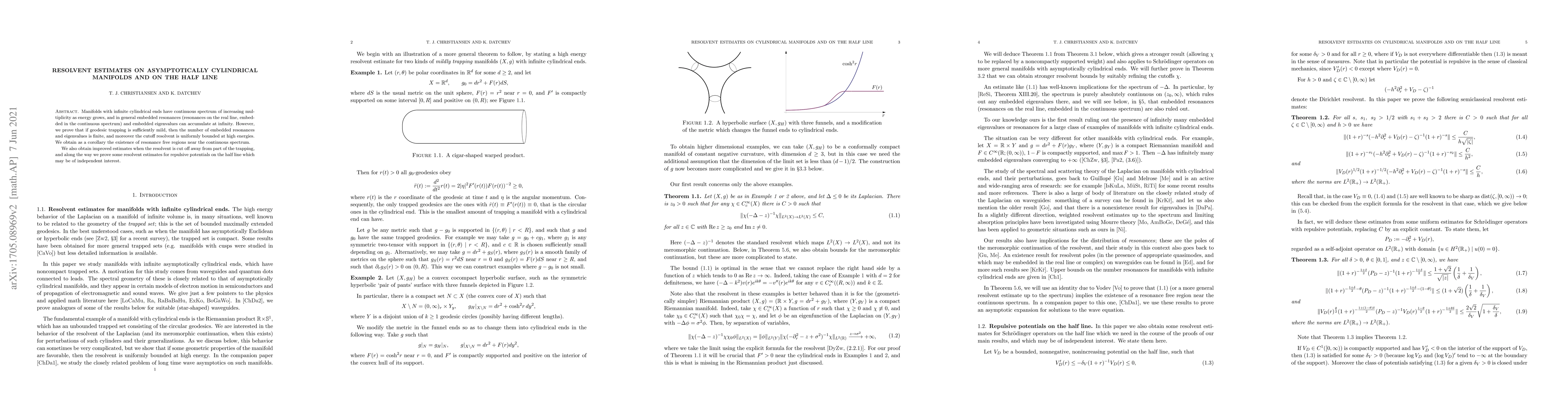 Thumbnail for Resolvent estimates on asymptotically cylindrical manifolds and on the
  half line