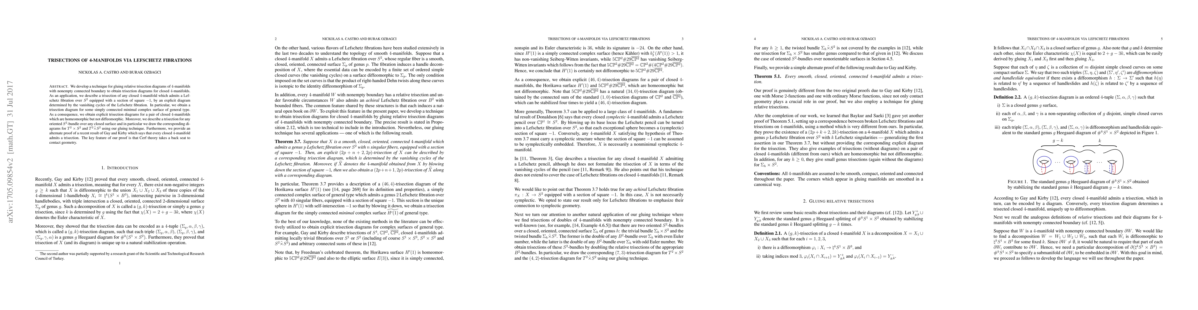 Thumbnail for Trisections of 4-manifolds via Lefschetz fibrations