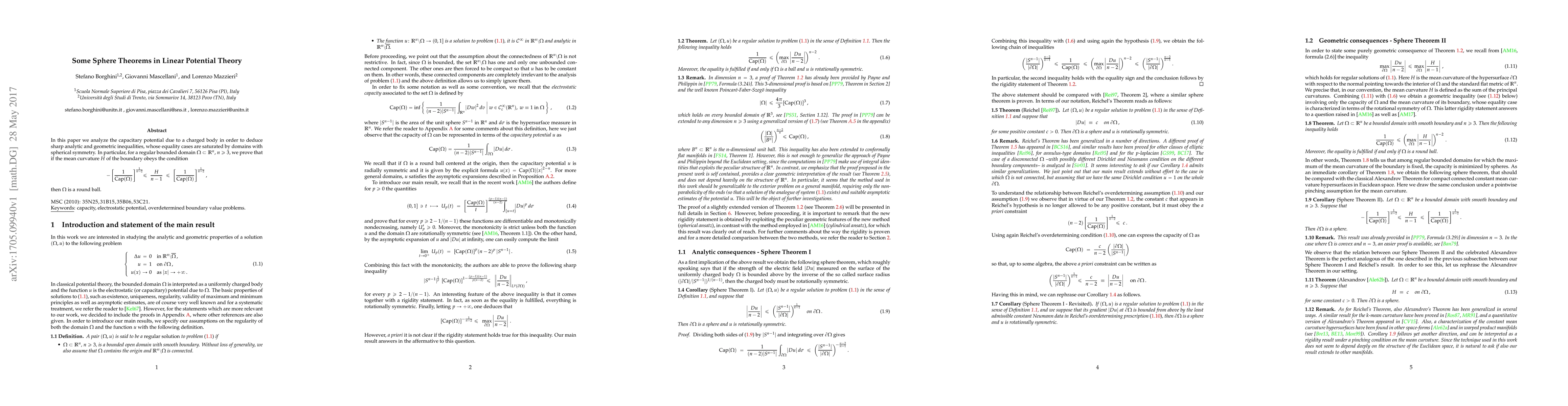 Thumbnail for Some Sphere Theorems in Linear Potential Theory
