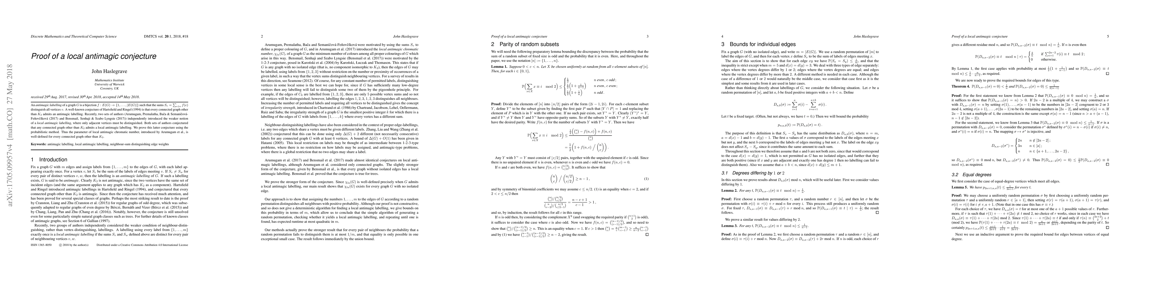 Thumbnail for Proof of a local antimagic conjecture