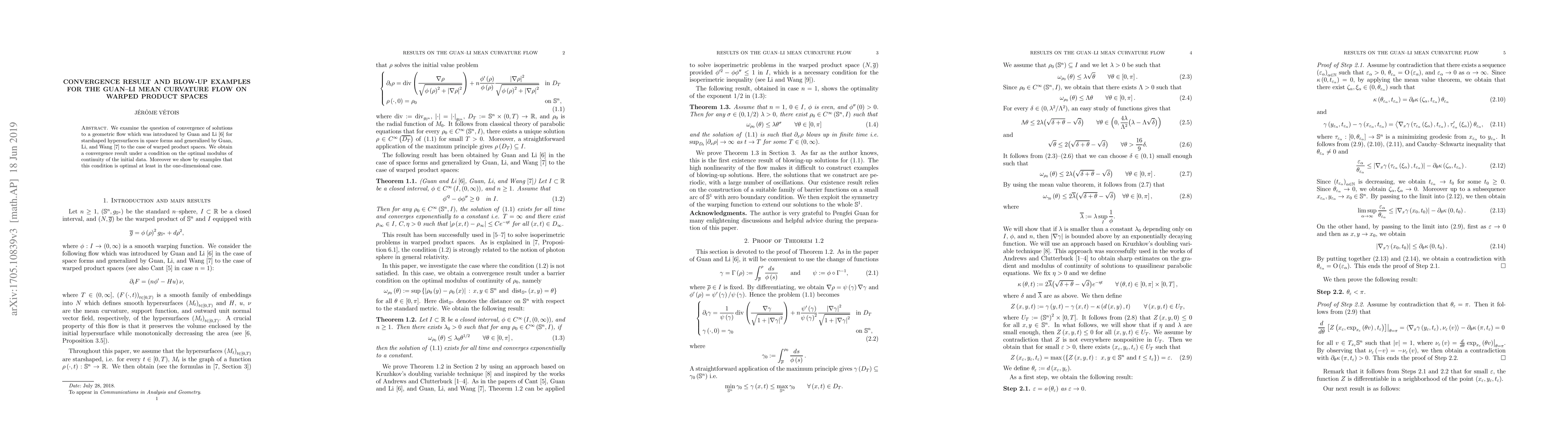 Thumbnail for Convergence result and blow-up examples for the Guan--Li mean curvature
  flow on warped product spaces