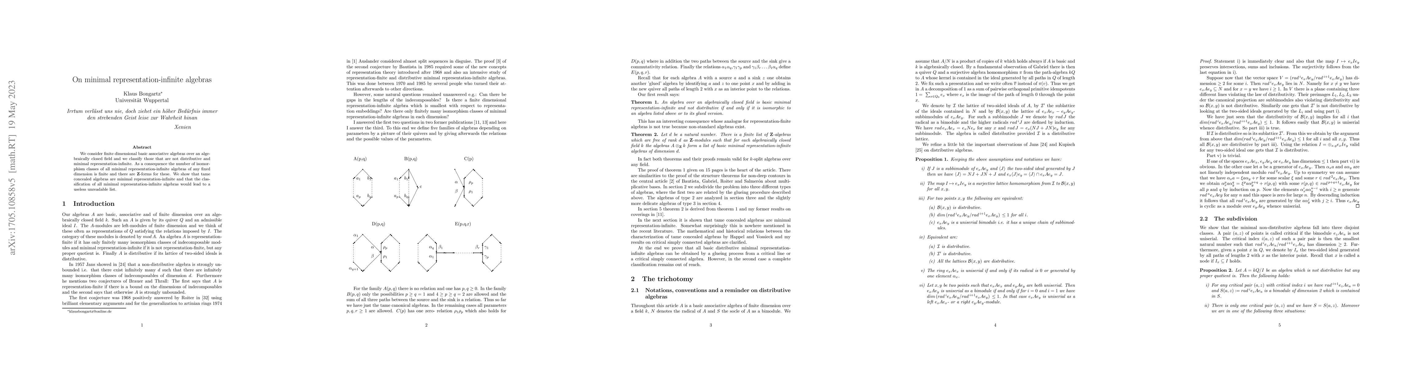 Thumbnail for On minimal representation-infinite algebras