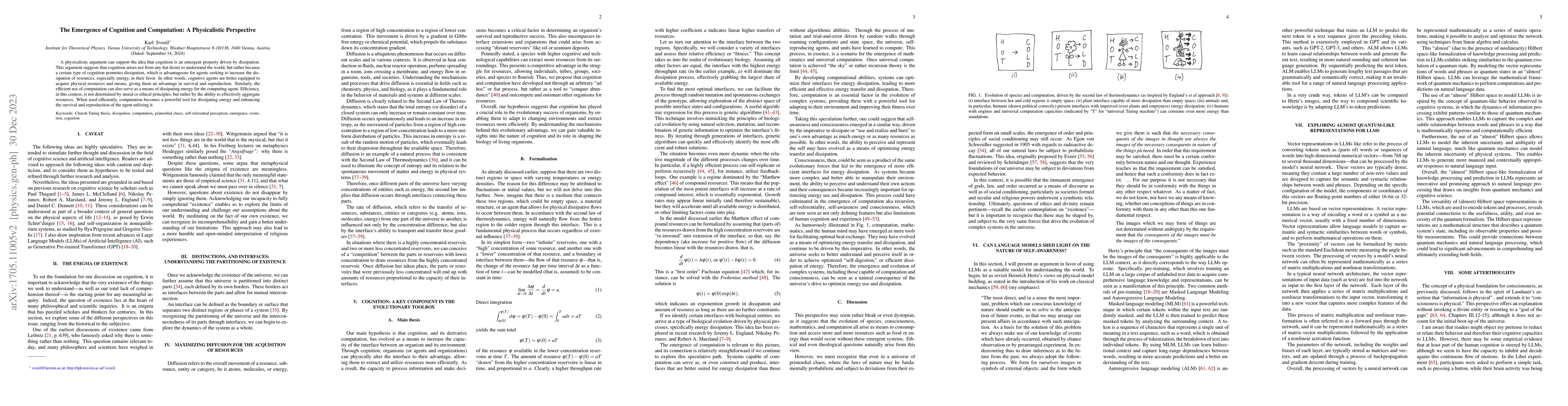 Thumbnail for The Emergence of Cognition and Computation: A Physicalistic Perspective