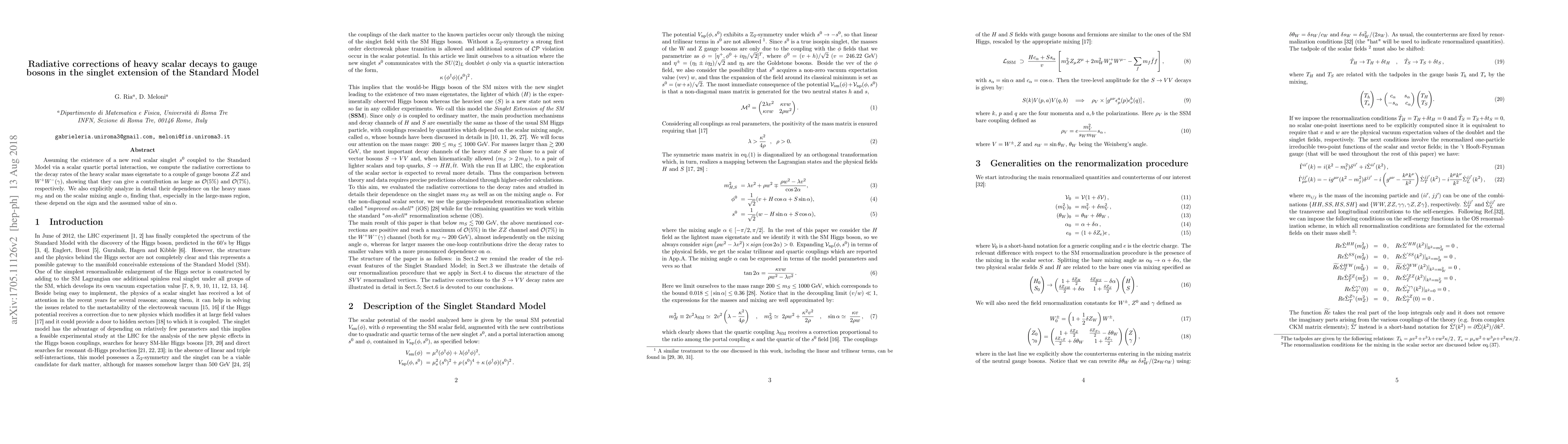 Thumbnail for Radiative corrections of heavy scalar decays to gauge bosons in the
  singlet extension of the Standard Model