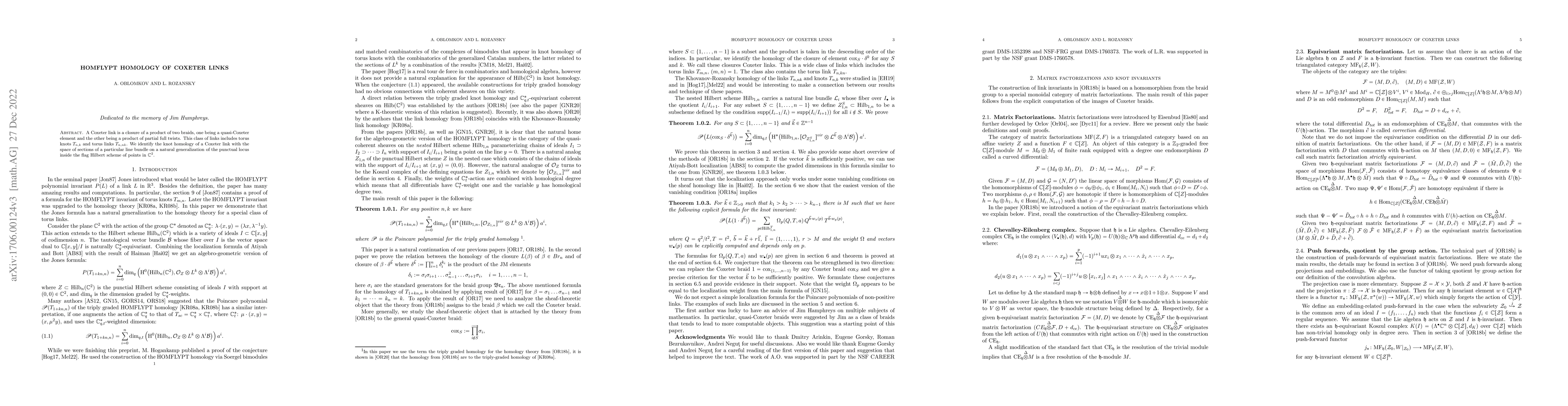 Thumbnail for HOMFLYPT homology of Coxeter links