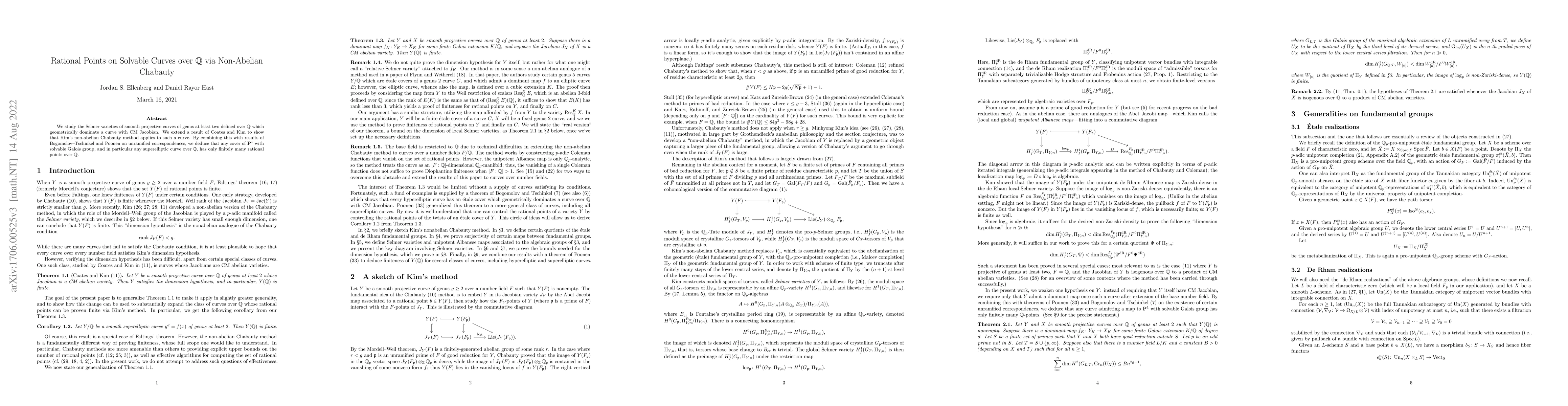 Thumbnail for Rational points on solvable curves over $\mathbb{Q}$ via non-abelian
  Chabauty