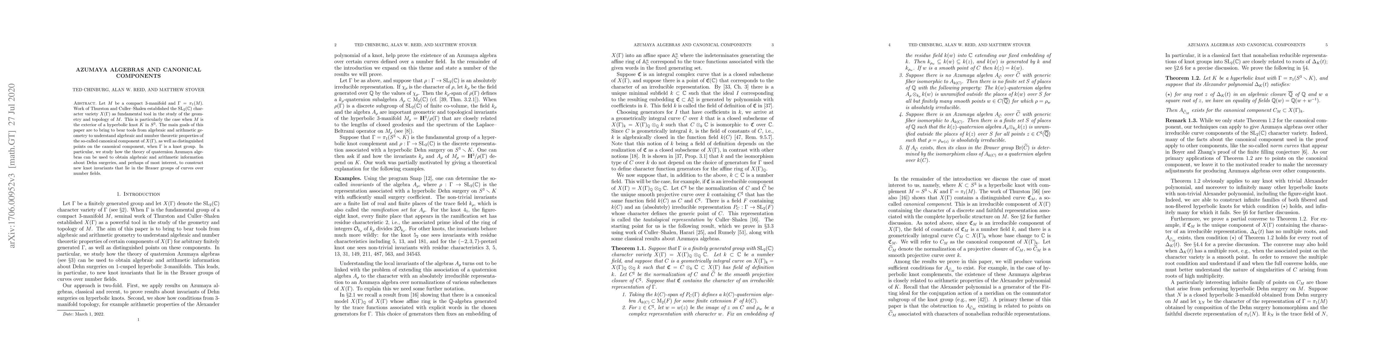Thumbnail for Azumaya algebras and canonical components