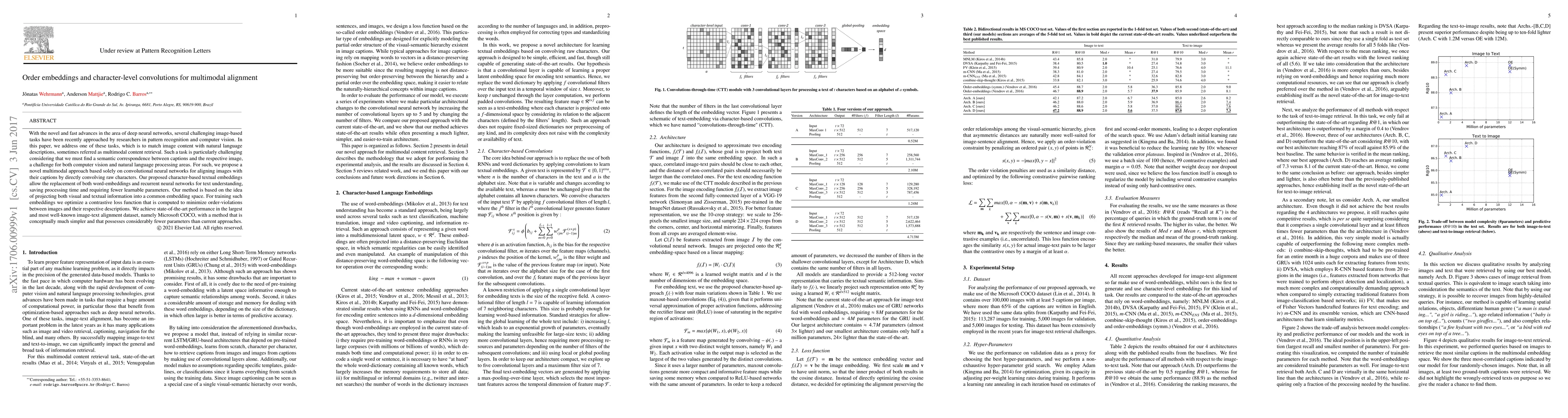 Thumbnail for Order embeddings and character-level convolutions for multimodal
  alignment