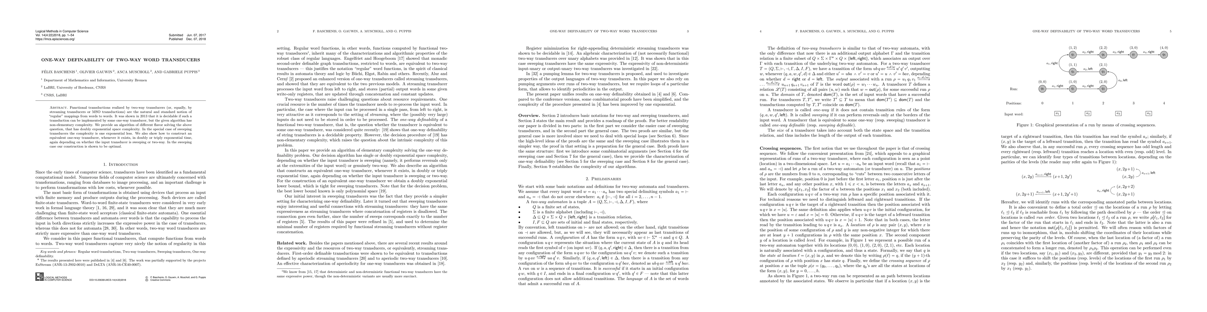 Thumbnail for One-way definability of two-way word transducers