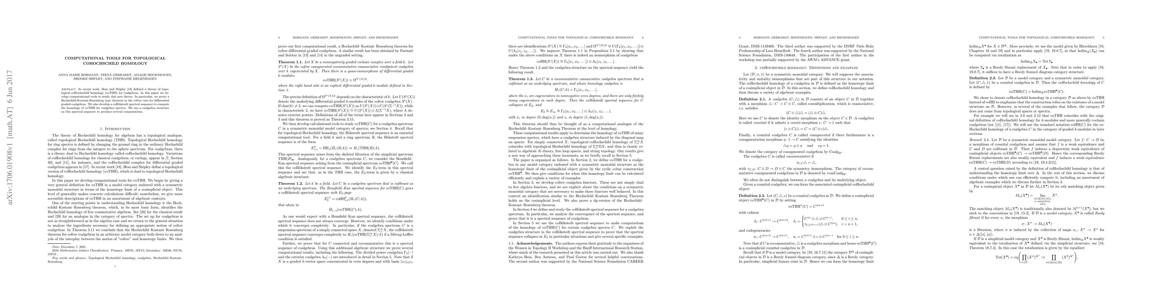 Thumbnail for Computational Tools for Topological CoHochschild Homology