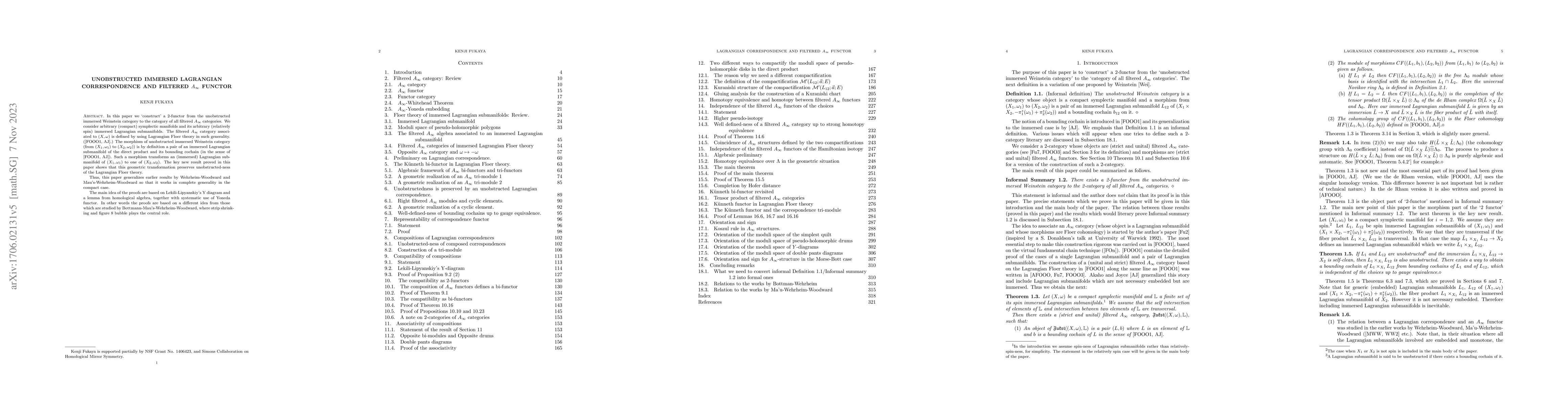 Thumbnail for Unobstructed immersed Lagrangian correspondence and filtered A infinity
  functor