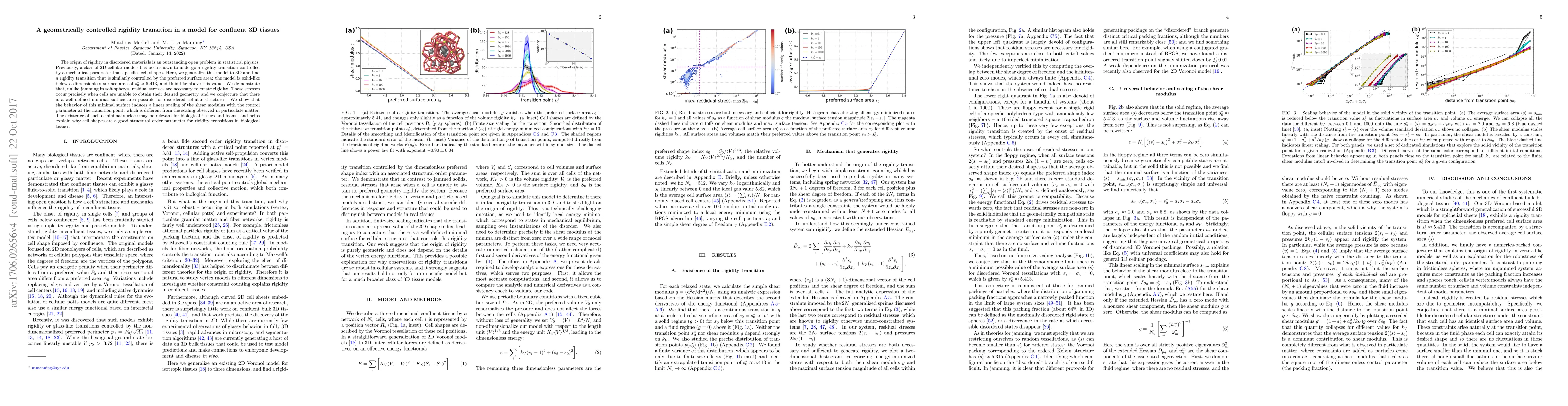 Thumbnail for A geometrically controlled rigidity transition in a model for confluent
  3D tissues