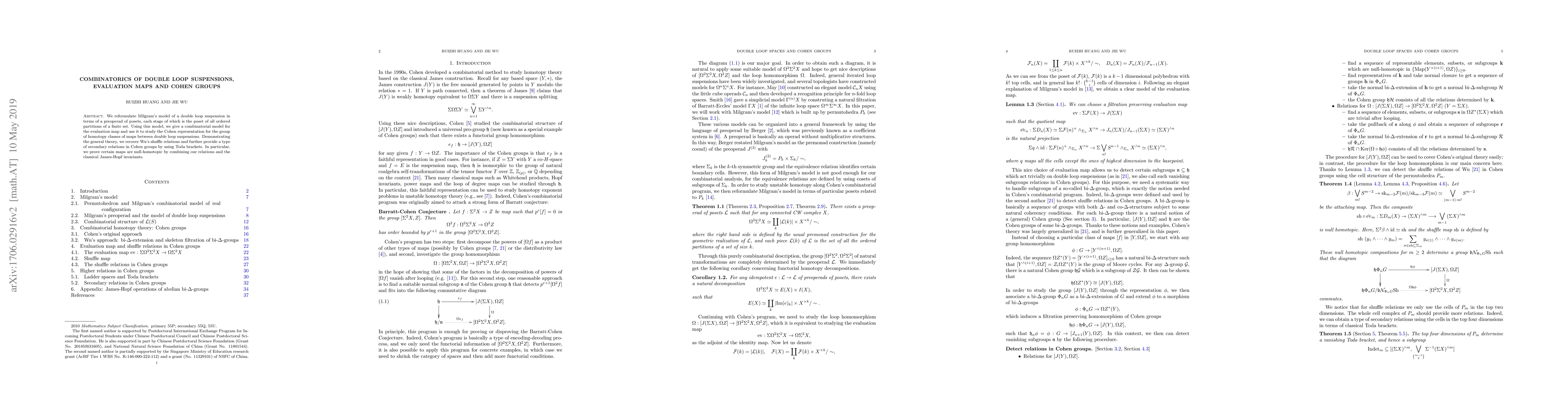 Thumbnail for Combinatorics of double loop suspensions, evaluation maps and Cohen
  groups