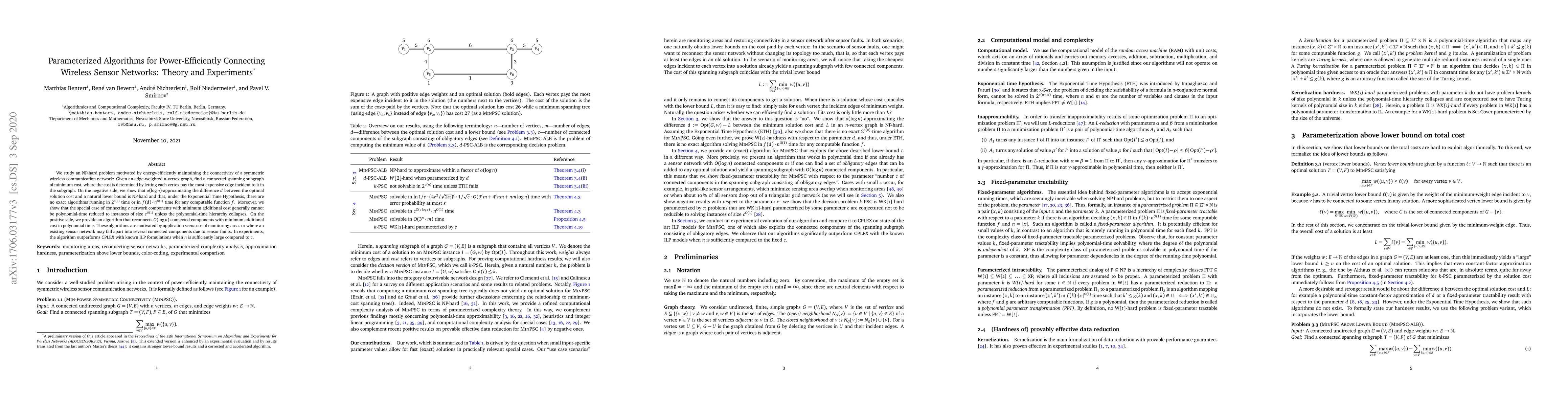Thumbnail for Parameterized Algorithms for Power-Efficiently Connecting Wireless
  Sensor Networks: Theory and Experiments