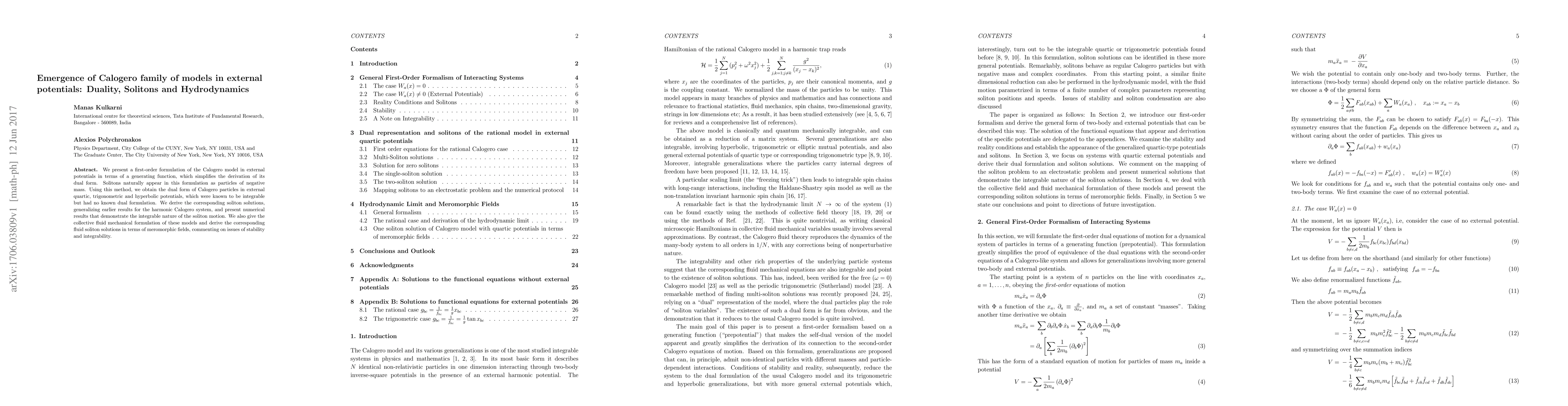 Thumbnail for Emergence of Calogero family of models in external potentials: Duality,
  Solitons and Hydrodynamics