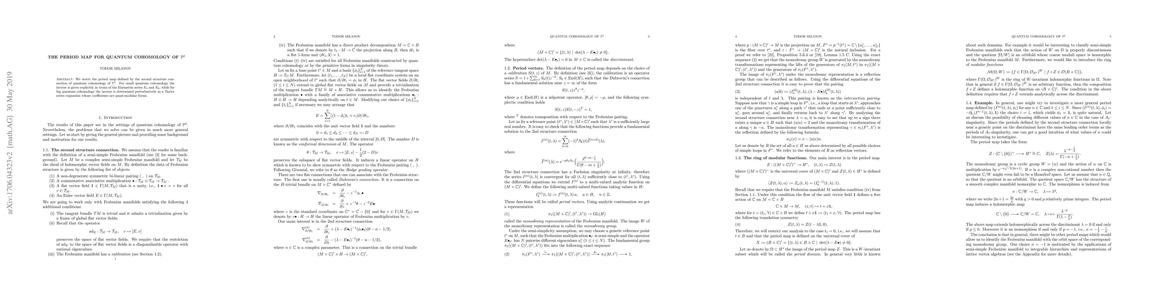 Thumbnail for The Period map for quantum cohomology of $\mathbb{P}^2$