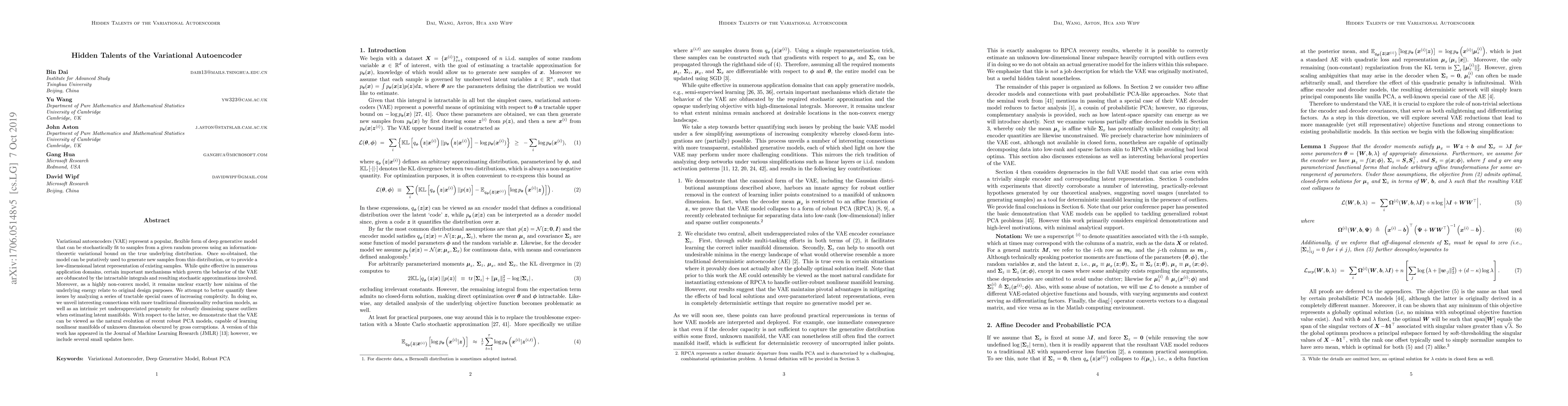Thumbnail for Hidden Talents of the Variational Autoencoder
