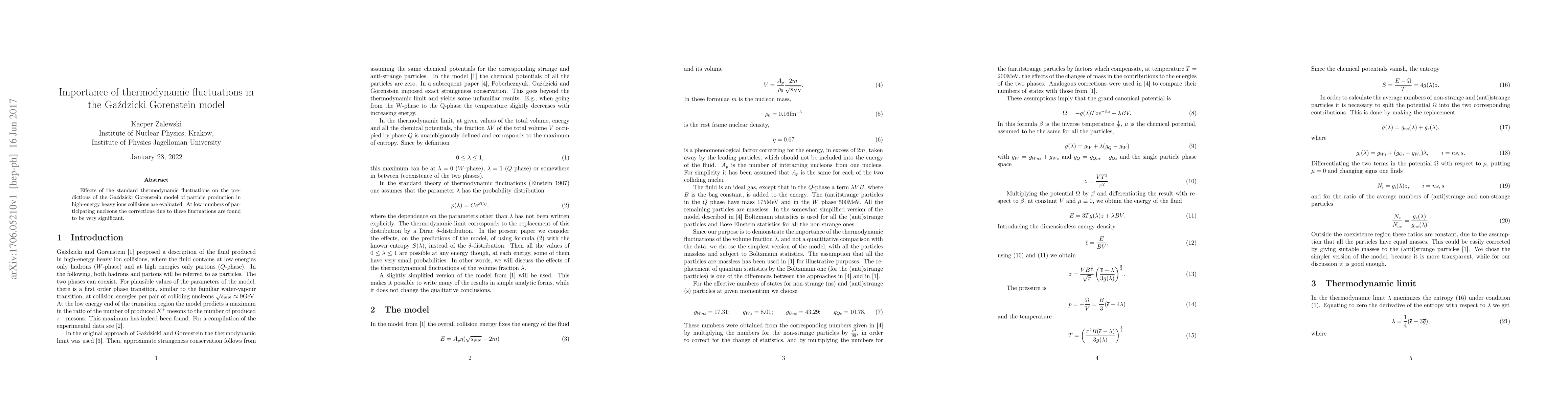 Thumbnail for Importance of thermodynamic fluctuations in the Gazdzicki Gorenstein
  model
