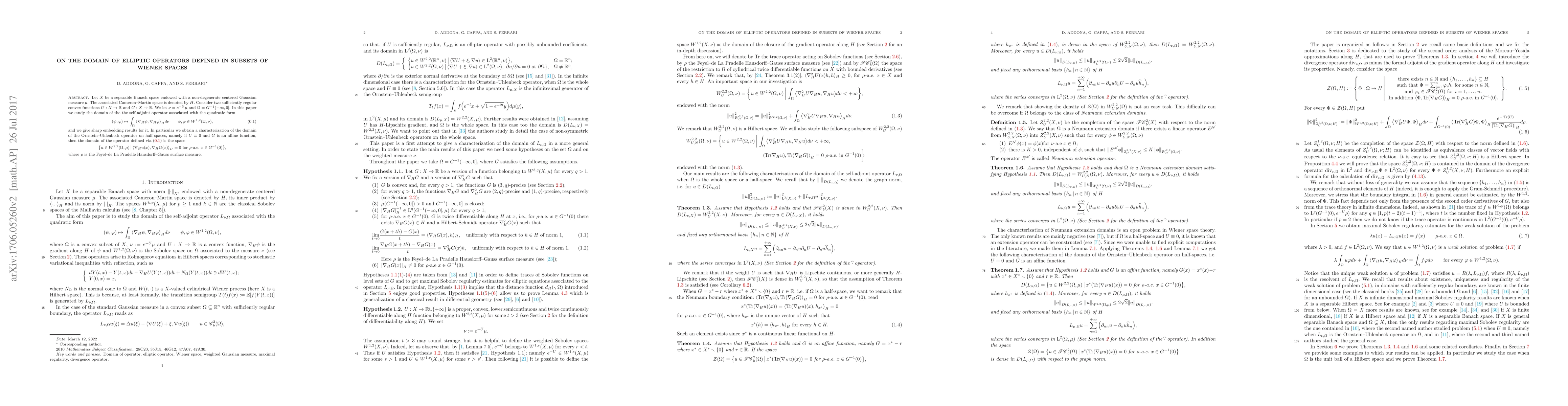 Thumbnail for On the domain of elliptic operators defined in subsets of Wiener spaces