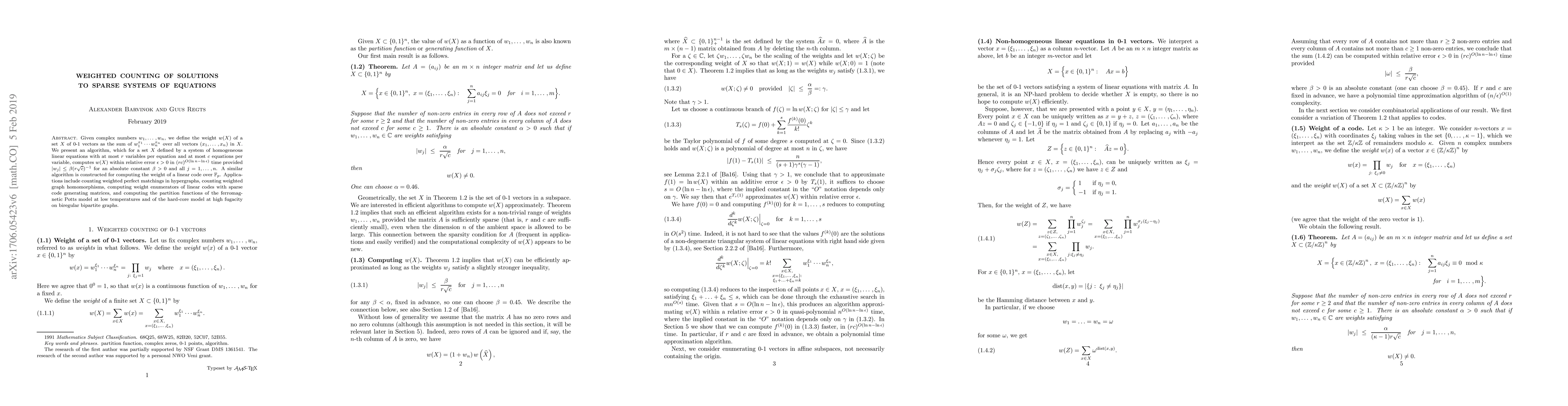 Thumbnail for Weighted counting of solutions to sparse systems of equations