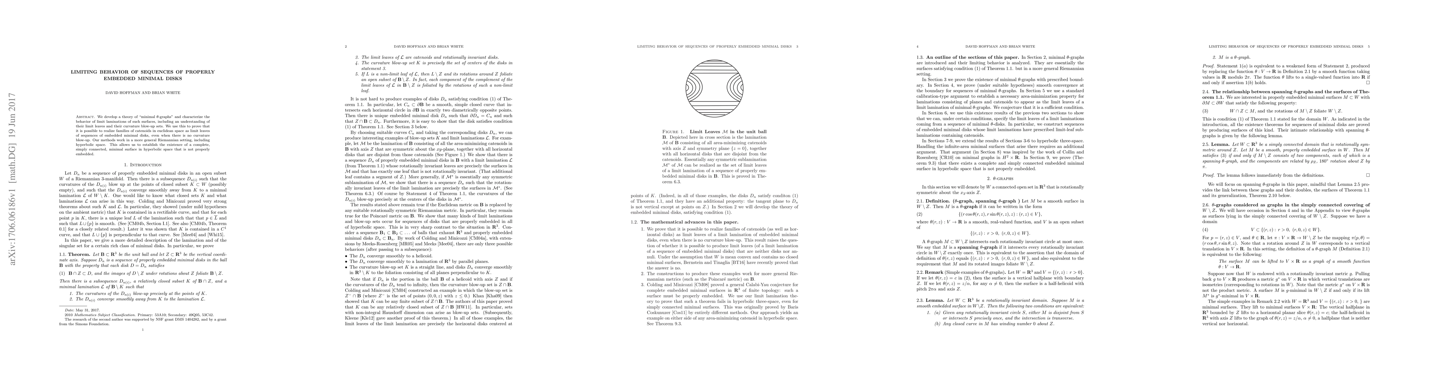 Thumbnail for Limiting behavior of sequences of properly embedded minimal disks