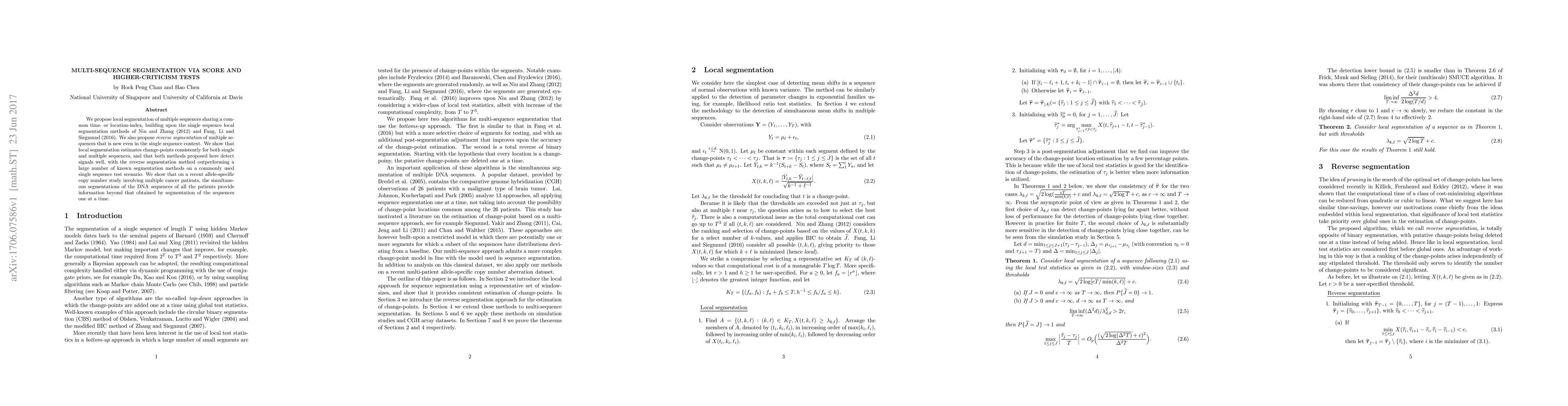 Thumbnail for Multi-sequence segmentation via score and higher-criticism tests