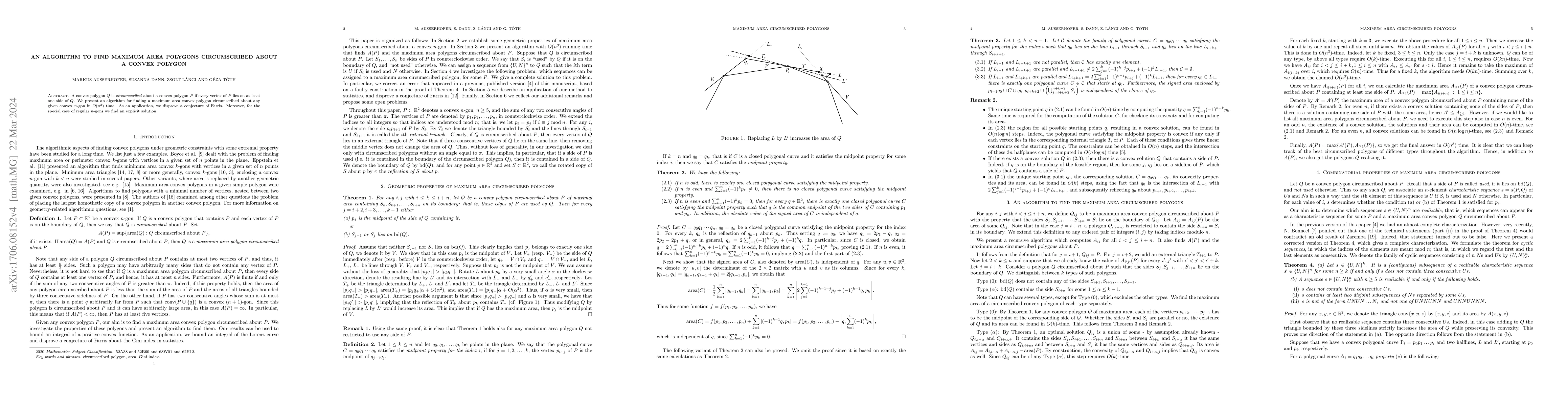 Thumbnail for An algorithm to find maximum area polygons circumscribed about a convex
  polygon