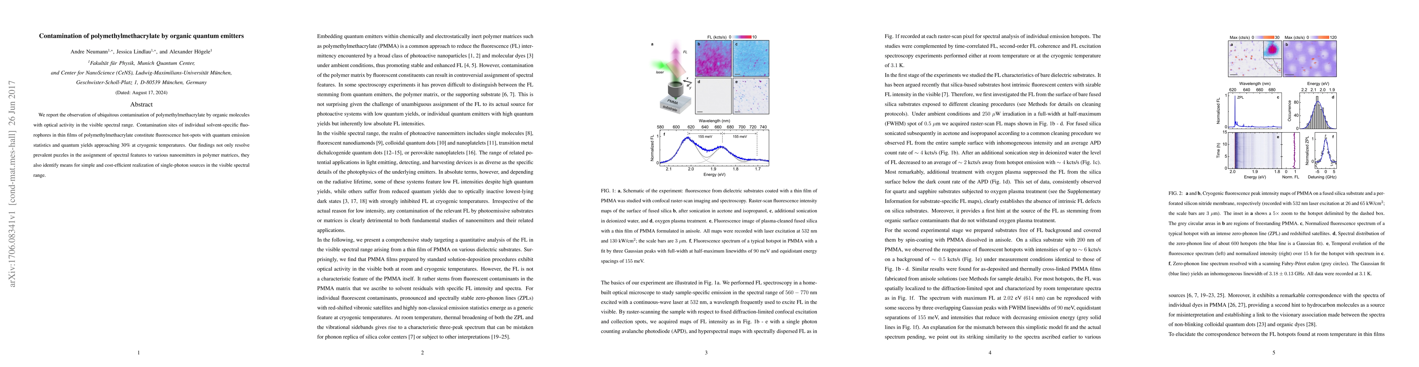 Thumbnail for Contamination of polymethylmethacrylate by organic quantum emitters