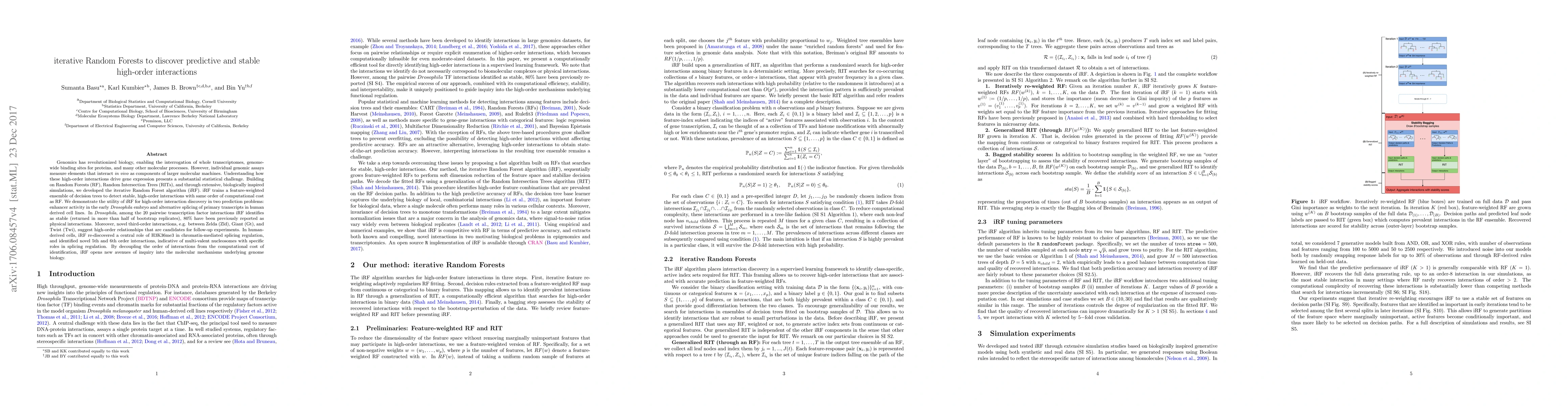 Thumbnail for Iterative Random Forests to detect predictive and stable high-order
  interactions