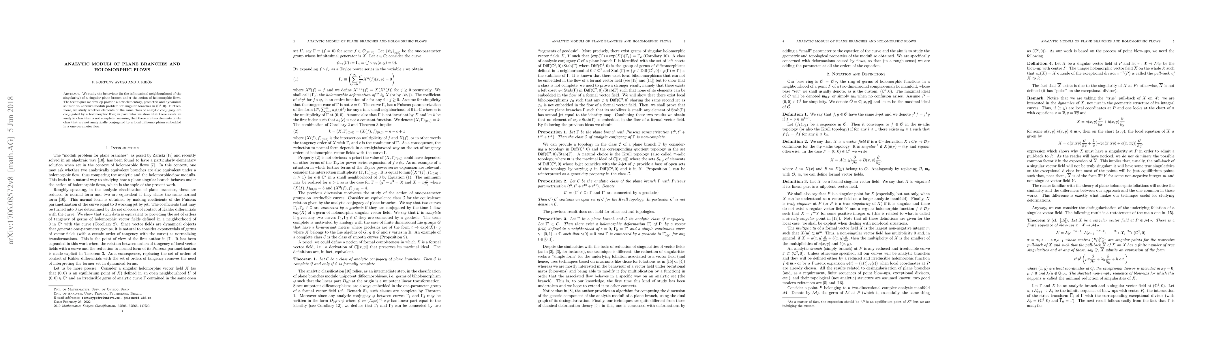 Thumbnail for Analytic Moduli of Plane Branches and Holomorphic Flows