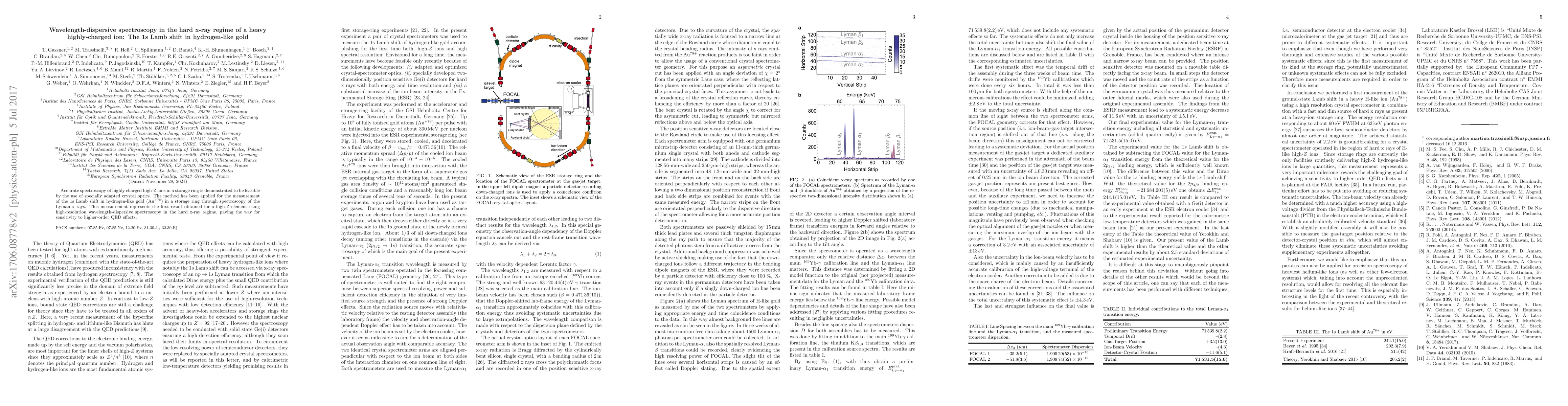 Thumbnail for Wavelength-dispersive spectroscopy in the hard x-ray regime of a heavy
  highly-charged ion: The 1s Lamb shift in hydrogen-like gold