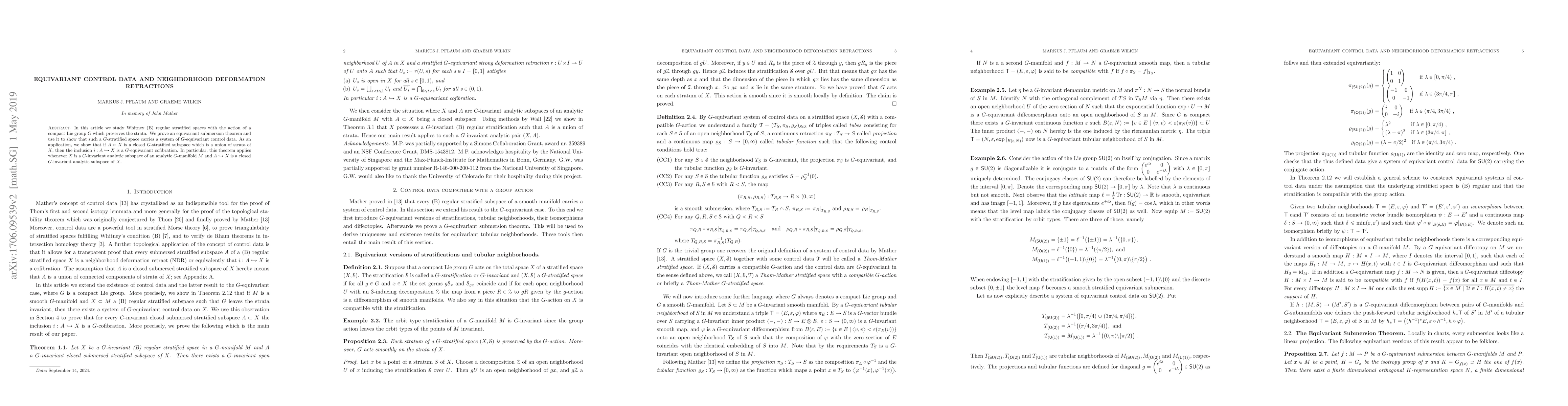 Thumbnail for Equivariant control data and neighborhood deformation retractions