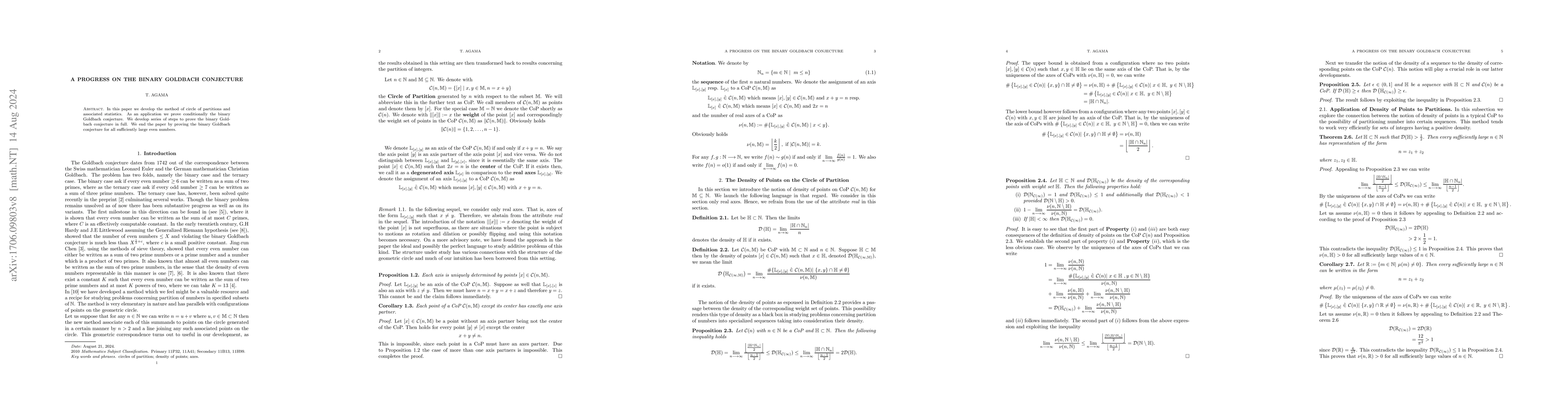 Thumbnail for A progress on the binary Goldbach conjecture