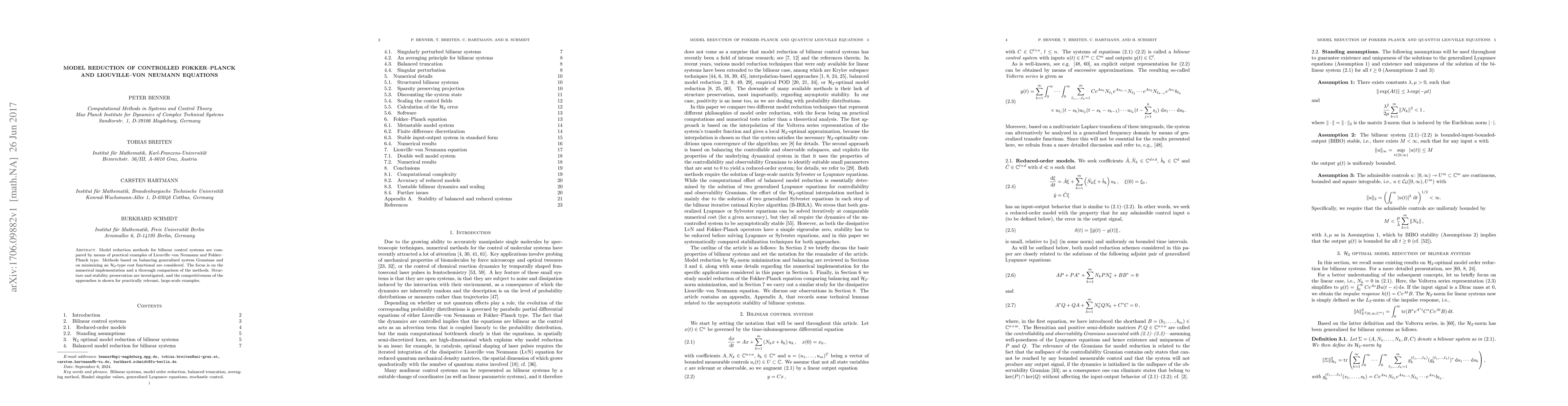 Thumbnail for Model reduction of controlled Fokker--Planck and Liouville-von Neumann
  equations