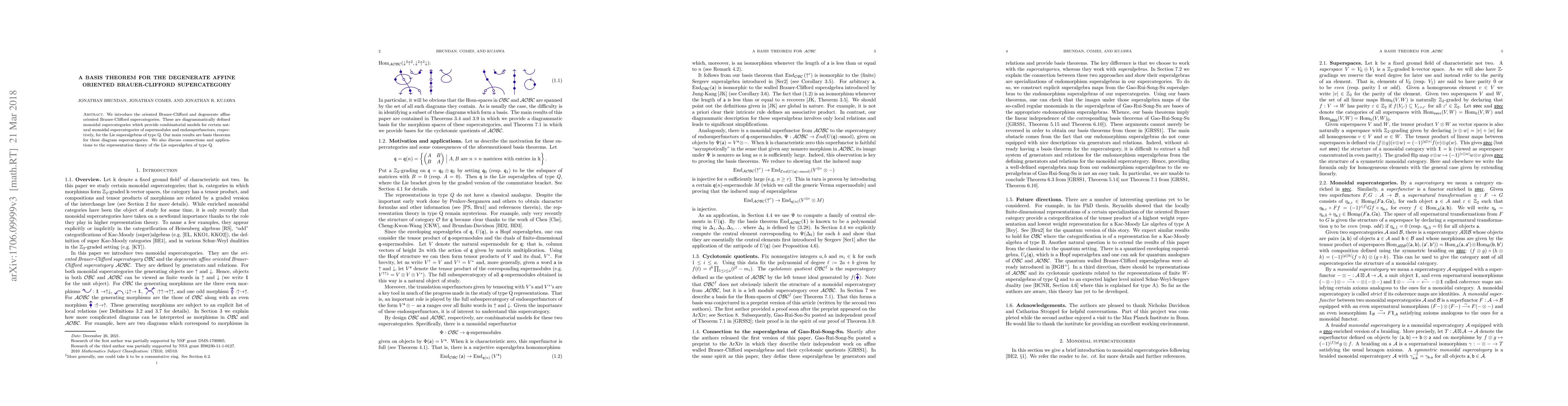 Thumbnail for A basis theorem for the degenerate affine oriented Brauer-Clifford
  supercategory