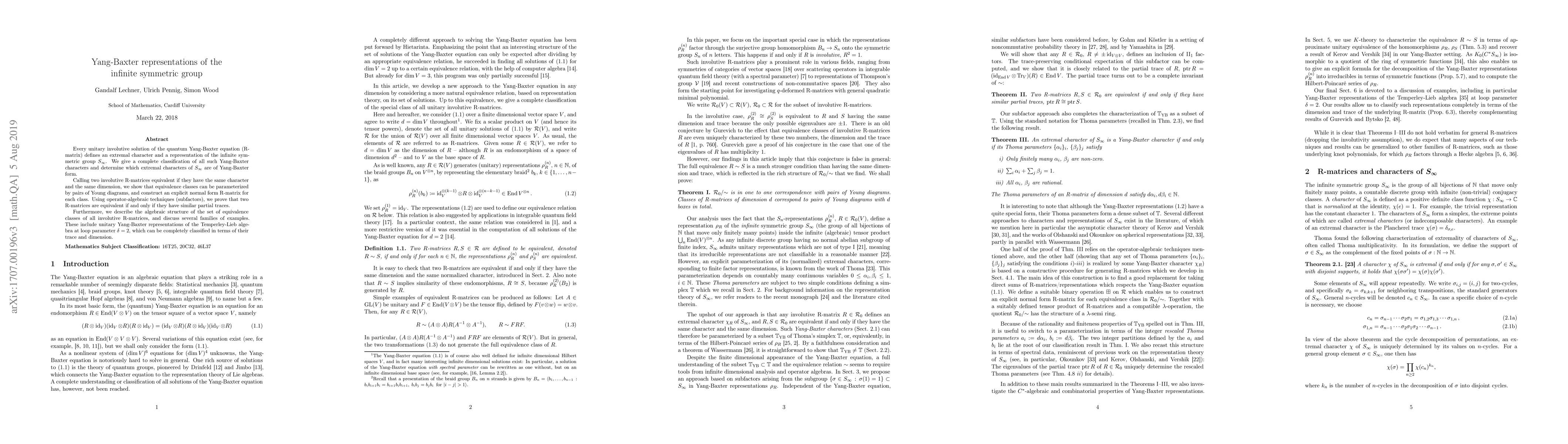 Thumbnail for Yang-Baxter representations of the infinite symmetric group