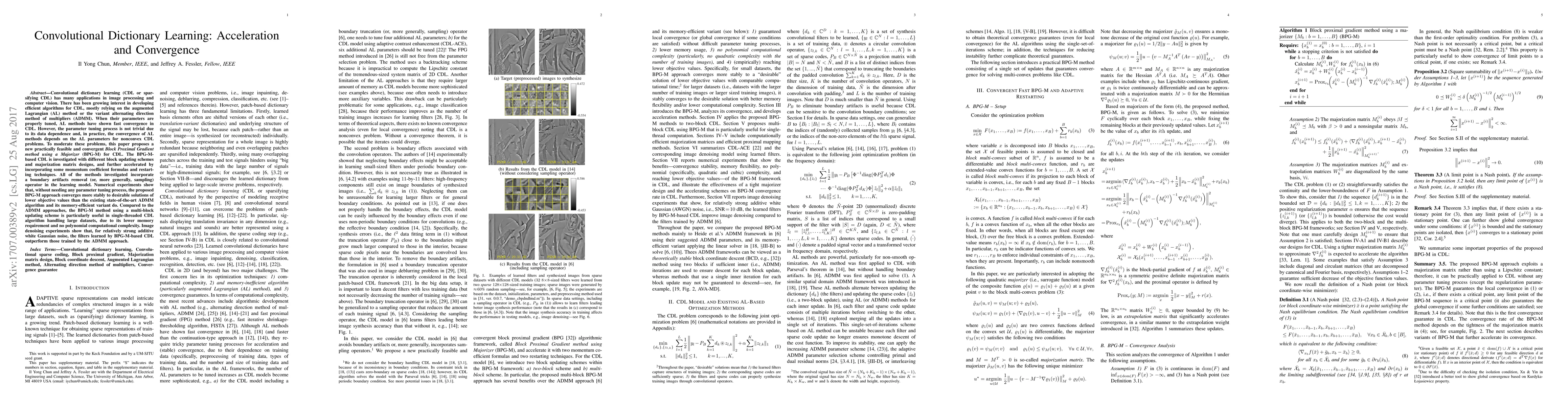 Thumbnail for Convolutional Dictionary Learning: Acceleration and Convergence