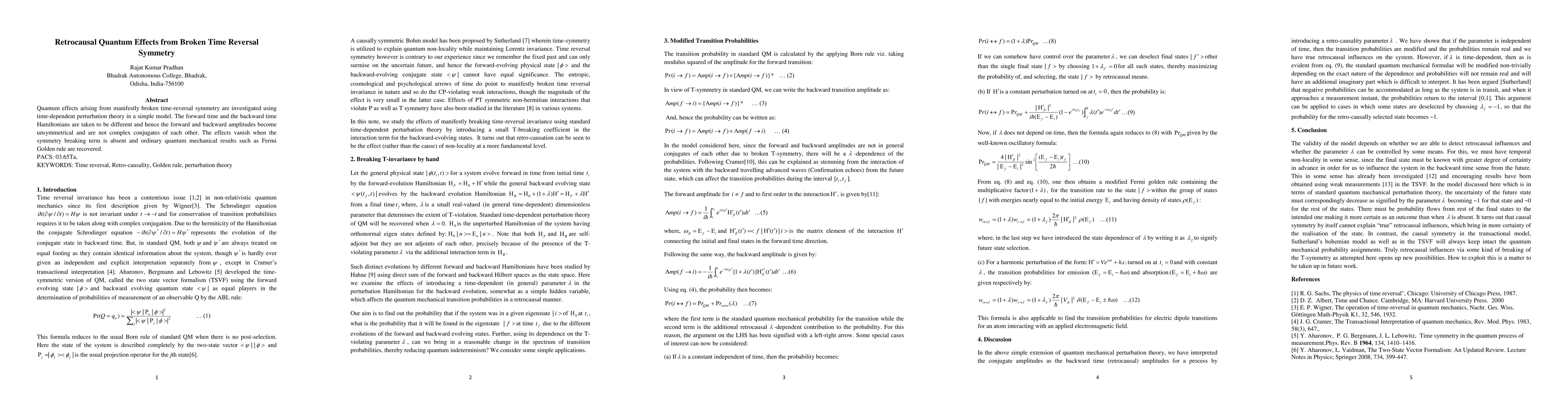 Thumbnail for Retrocausal Quantum Effects from Broken Time Reversal Symmetry