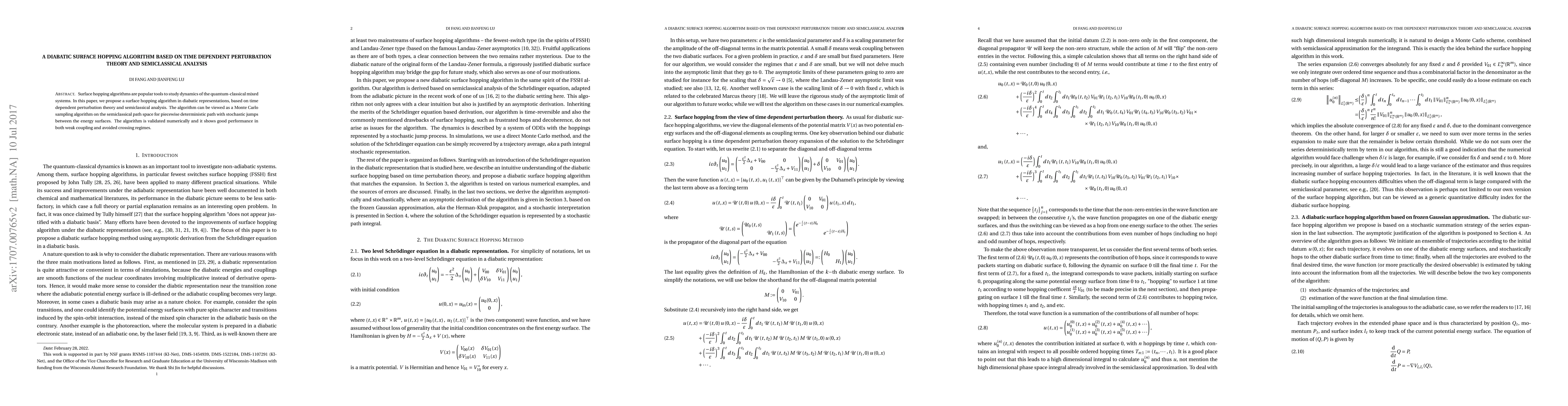 Thumbnail for A Diabatic Surface Hopping Algorithm based on Time Dependent
  Perturbation Theory and Semiclassical Analysis