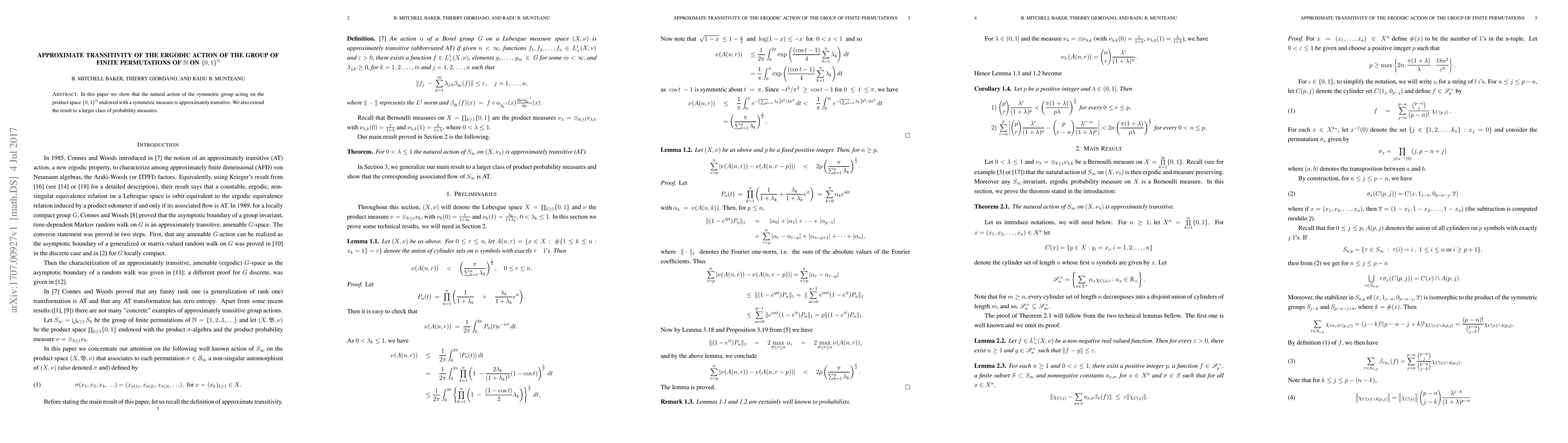 Thumbnail for Approximate transitivity of the ergodic action of the group of finite
  permutations of $\mathbb{N}$ on $\{0, 1 \}^{\mathbb{N}}$