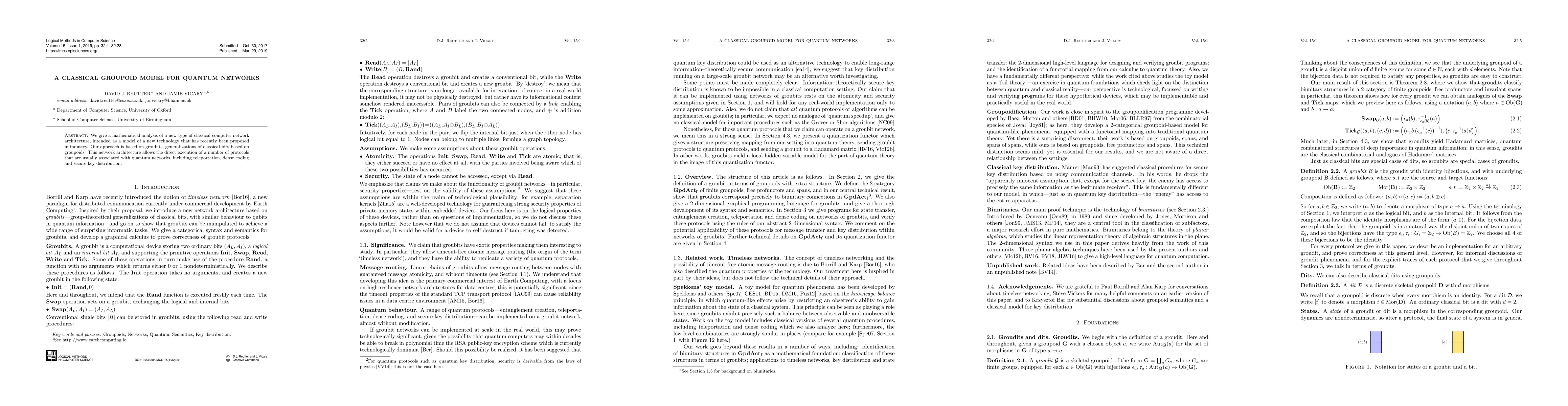 Thumbnail for A classical groupoid model for quantum networks