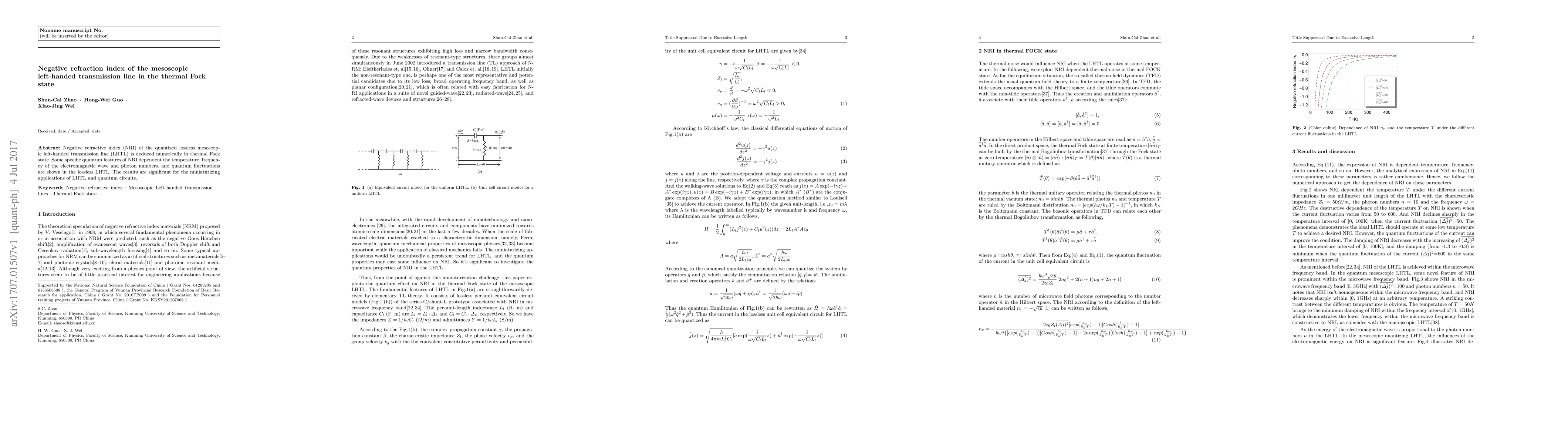 Thumbnail for Negative refraction index of the mesoscopic left-handed transmission
  line in the thermal Fock state