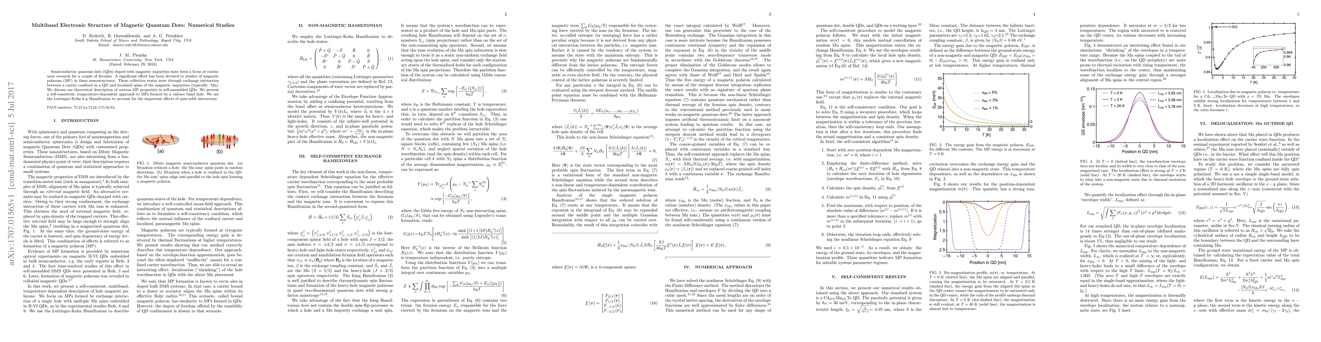 Thumbnail for Multiband Electronic Structure of Magnetic Quantum Dots: Numerical
  Studies