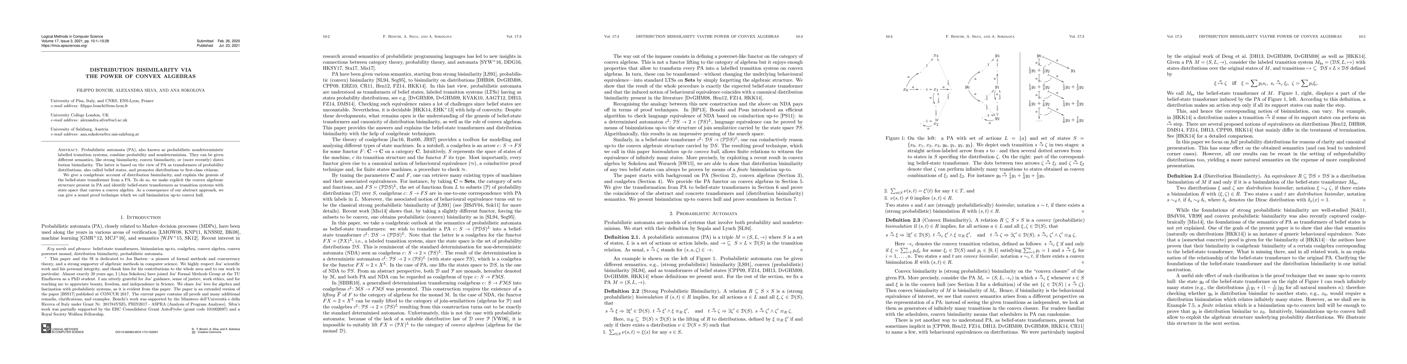Thumbnail for Distribution Bisimilarity via the Power of Convex Algebras